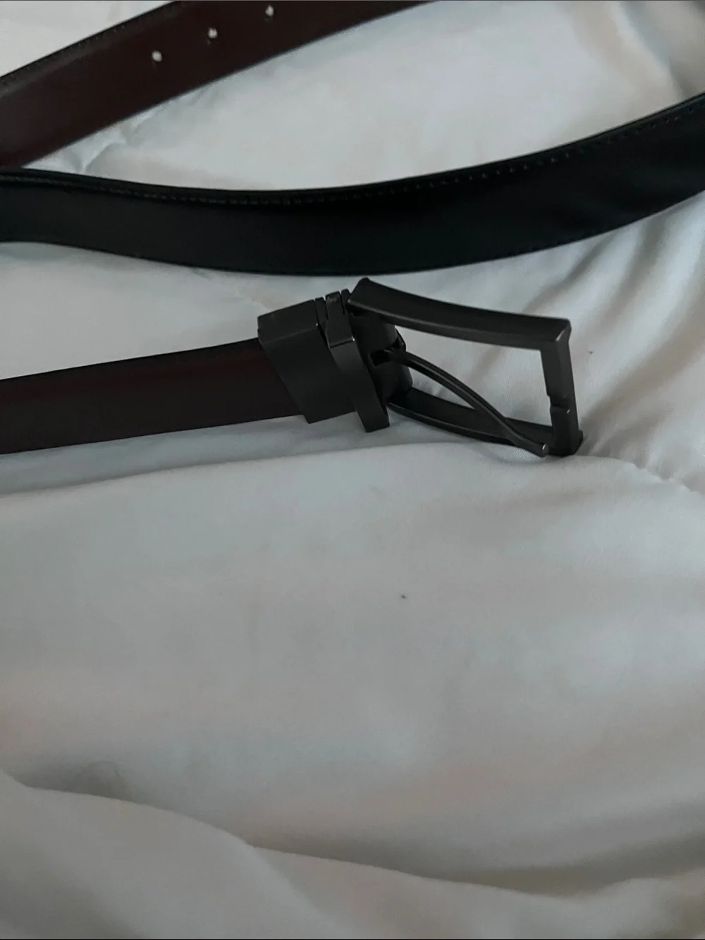 Reversible Black and Brown Leather Belt with Matte Black Buckle